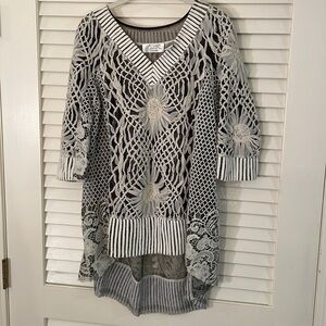 Byron Lars Beauty Mark Netted Floral Design High Lo Top